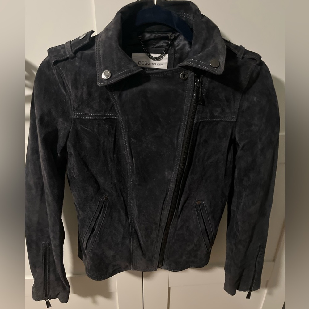 Bcbg generation gray suade moto jacket size S- never worn